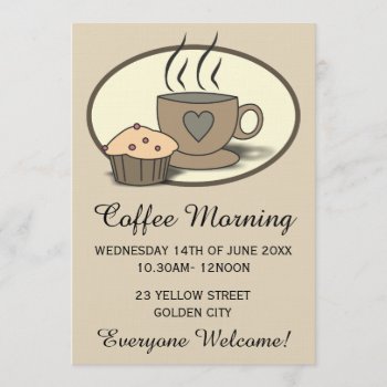 Coffee Morning Fundraising Event Invitations by goodmoments at Zazzle