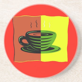 Coffee Morning Sun Shine Rooster Drink Coaster by figstreetstudio at Zazzle