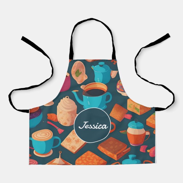 coffee Mosaic Colorful Personalized Pattern Apron (Front)