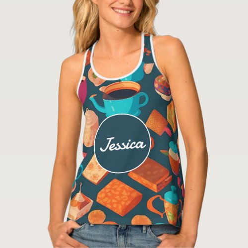 coffee Mosaic Colorful Personalized Pattern Tank Top