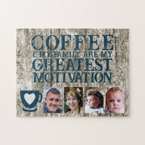 Coffee motivation 4 photo grey blue jigsaw puzzle