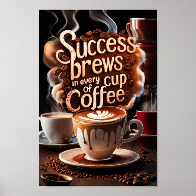 Coffee Motivational Quotes of Success and Creative Poster (Front)