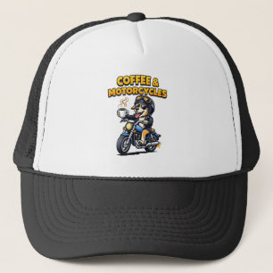Coffee & Motorcycle Dog Biker Trucker Hat