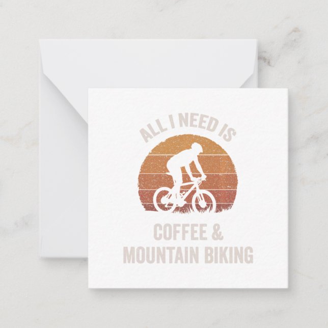 Coffee & Mountain Biking Vintage Downhill Bike Note Card (Front)