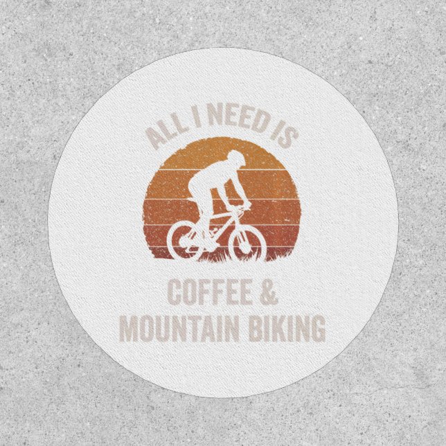 Coffee & Mountain Biking Vintage Downhill Bike Patch (Front)