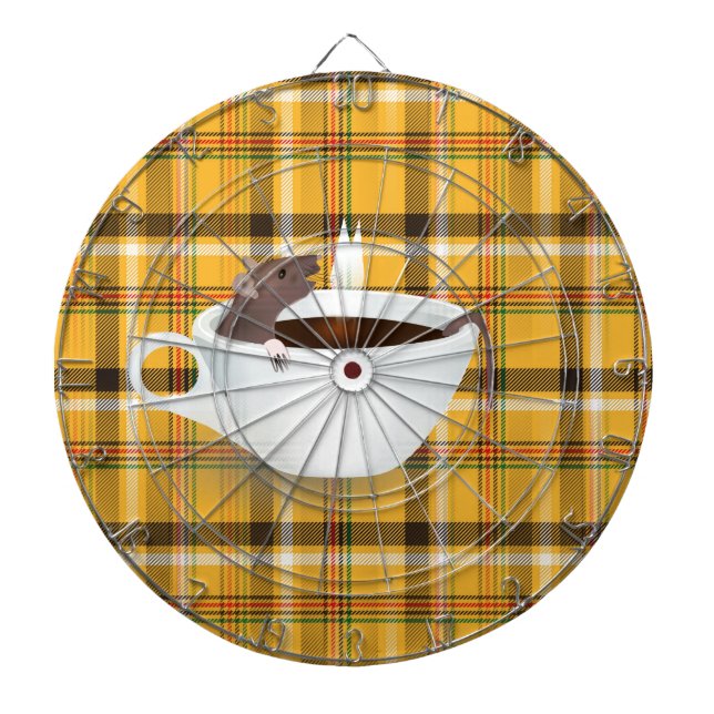 coffee mouse dartboard with darts (Front)