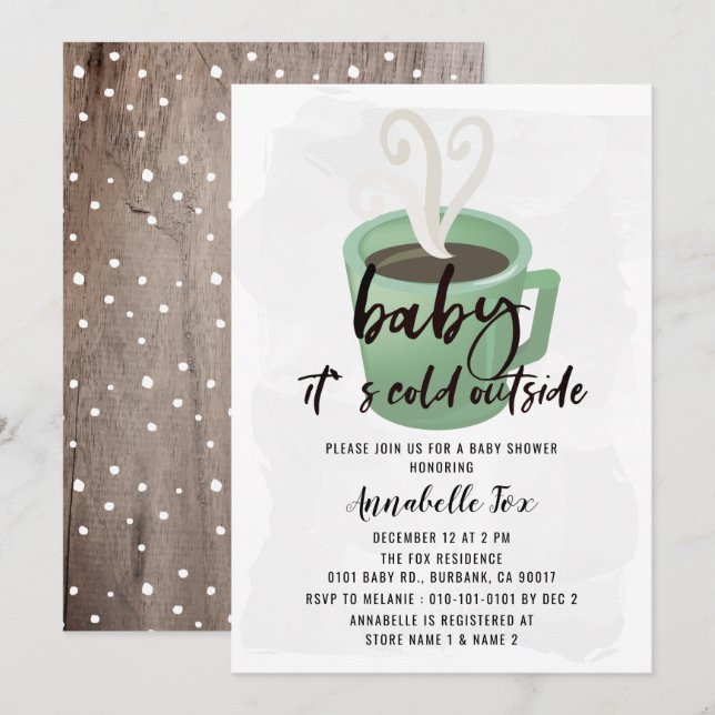Coffee Mug Baby Its Cold Outside Baby Shower Invitation (Front/Back)