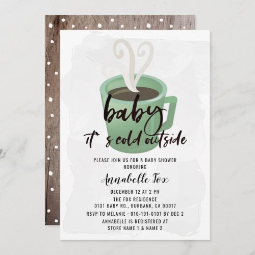 Coffee Mug Baby Its Cold Outside Baby Shower Invitation