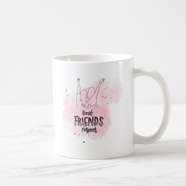 Coffee mug: Best friends forever! Pink, two women. Mug (Right)