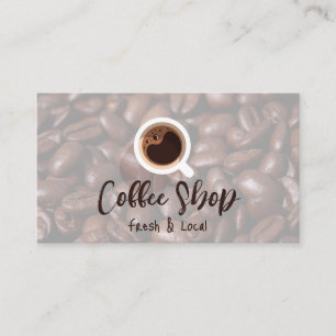 Coffee Mug Coffee Beans Background Business Card