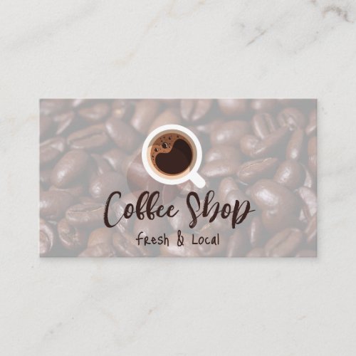Coffee Mug  Coffee Beans Background Business Card