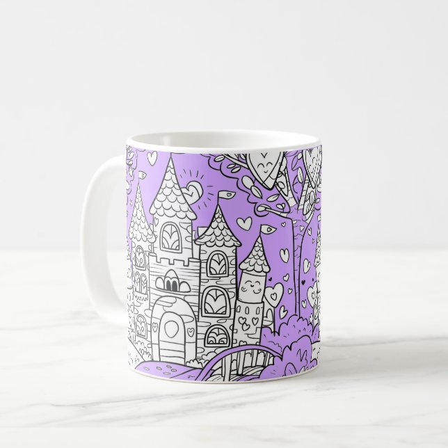 Coffee Mug Decorated with an Image of a Castle (Front Left)