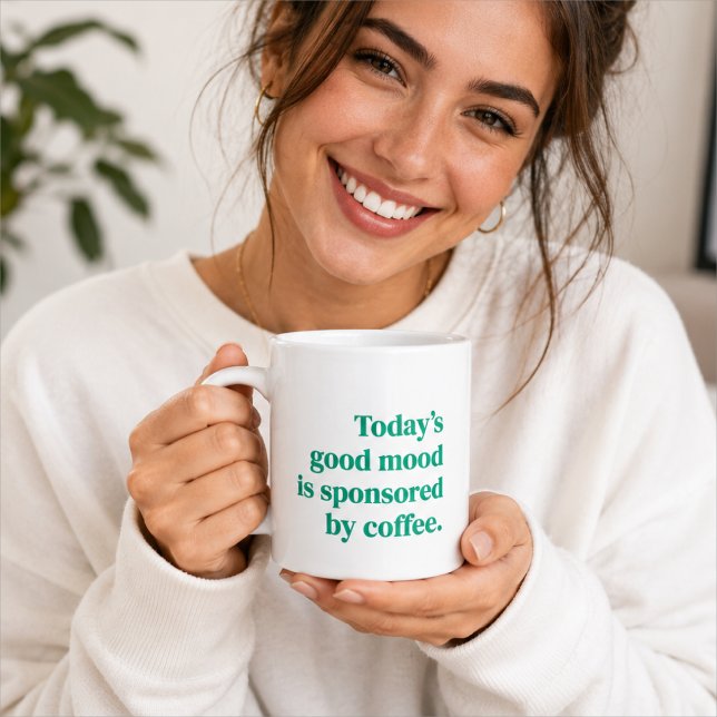 Coffee Mug | Good Mood Sponsored By Coffee Quote (Funny coffee mug with good mood quote for caffeine lovers, coworkers, teachers, and friends)