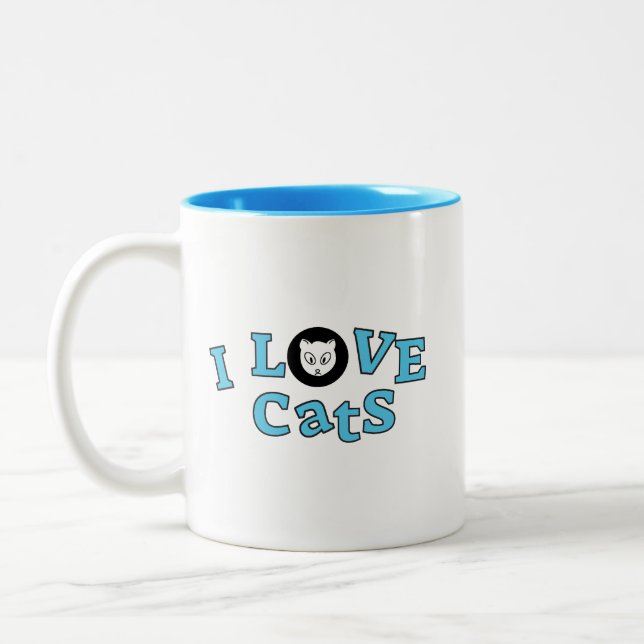 Coffee Mug I Love Cats Cute Design  (Left)