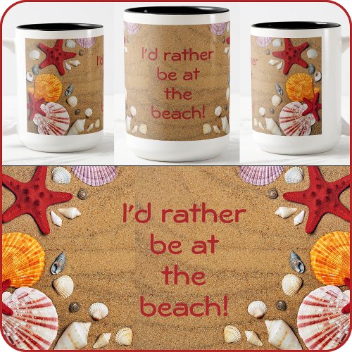 COFFEE MUG _ Id Rather Be At The Beach _ Golden