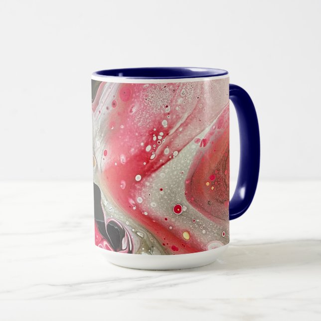 Coffee mug in pink, black, and gold colors (Front Right)