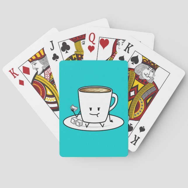 Coffee mug latte coffee eating sugar cubes cream poker cards (Back)