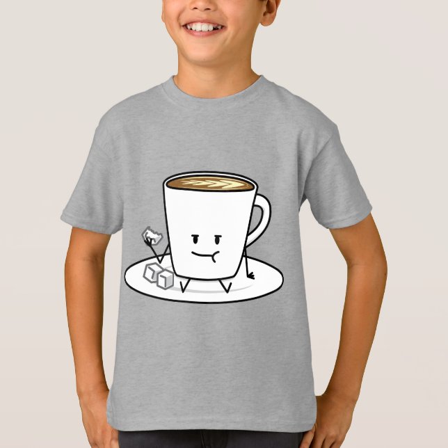 Coffee mug latte coffee eating sugar cubes cream T-Shirt (Front)