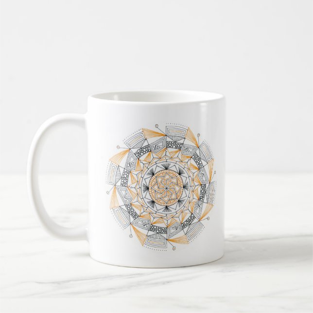 Coffee Mug Original Mandala Design 2-sided Orange (Left)