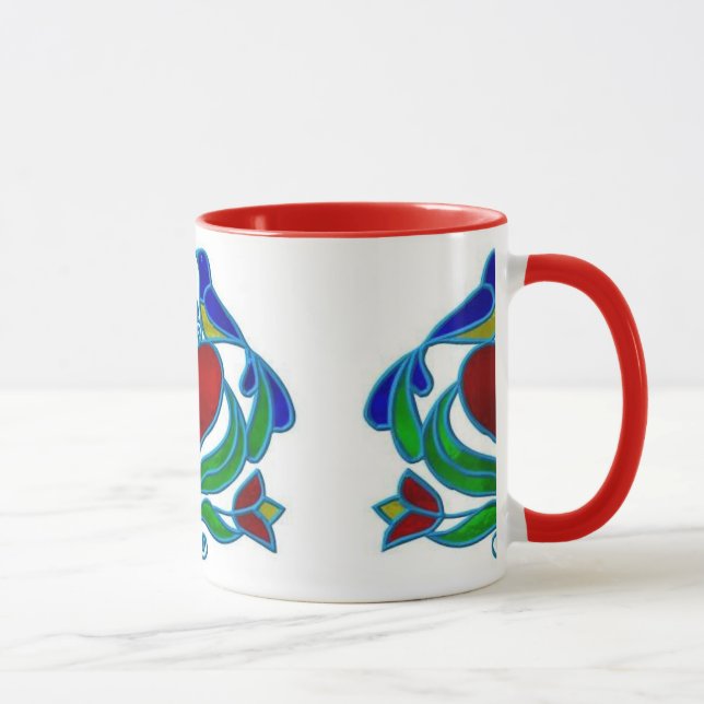 Coffee Mug - PA Dutch Distelfink design (Right)