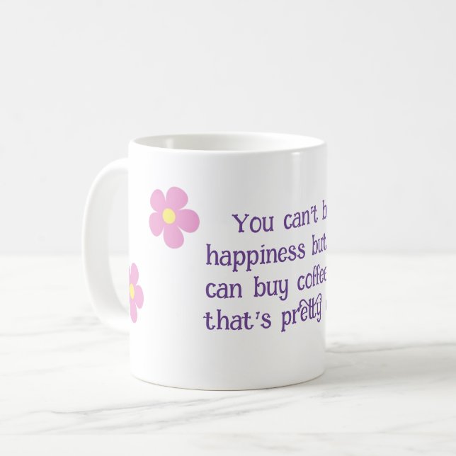 Coffee mug, pink , floral  mug (Front Left)