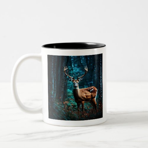 Coffee Mug Printed With Beautiful Deer and Forest