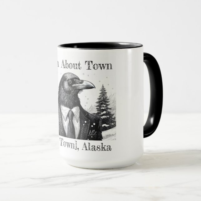 Coffee mug, Raven About Town - Customize town Mug (Front Right)