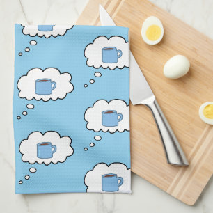 Coffee Mug Thought Bubbles Kitchen Towel
