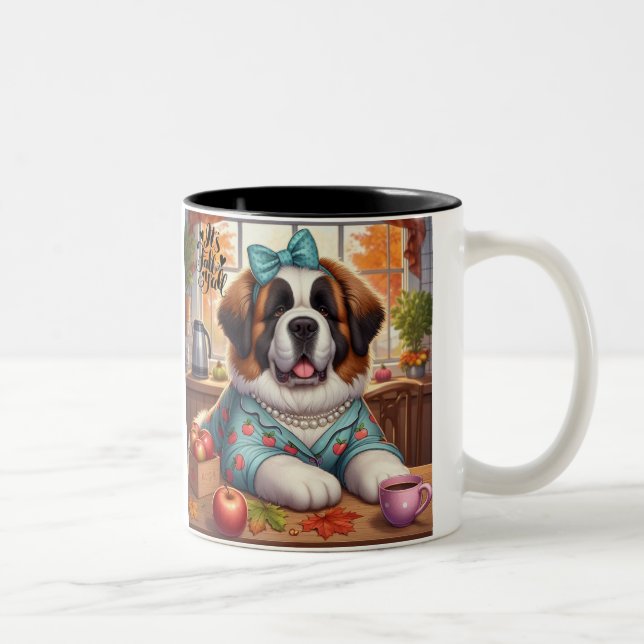 Coffee Mug w/Autumn St. Bernard art (Right)
