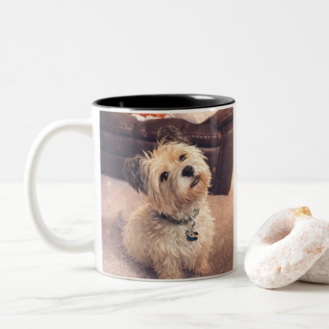 Coffee Mug –Waiting Puppy  Design (With Donut)