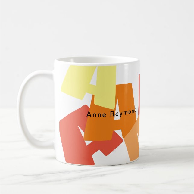 Coffee Mug with Big Color Initials (Left)