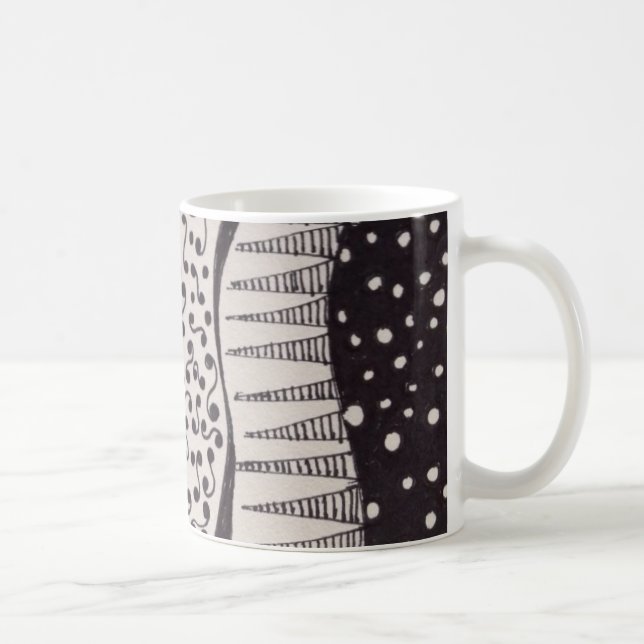 Coffee mug with black and white drawing (Right)
