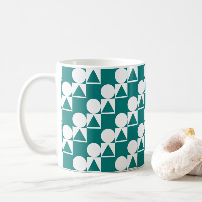 Coffee Mug With Circle, Triangle & Square Pattern (With Donut)