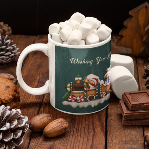 Coffee Mug With Cute Gingerbread Train