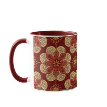 Coffee Mug with medallions ocher on wine