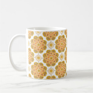 Coffee Mug with ocher tile Design