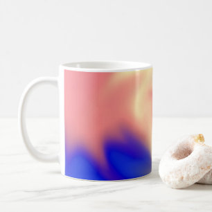 Coffee mug with peach, yellow and blue smudge