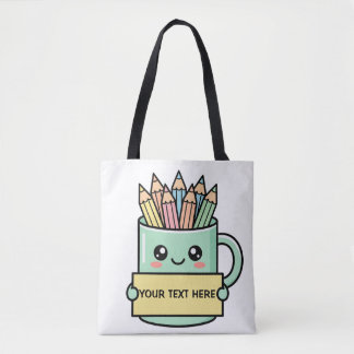 Coffee Mug With Pencils Blank Sign Pastel Graphic Tote Bag