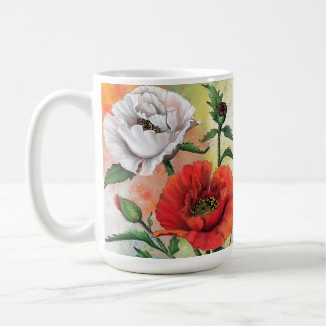 Coffee Mug with Poppies (Left)