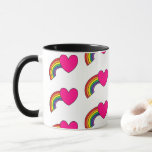 Coffee Mug With Rainbows And Hot Pink Hearts at Zazzle