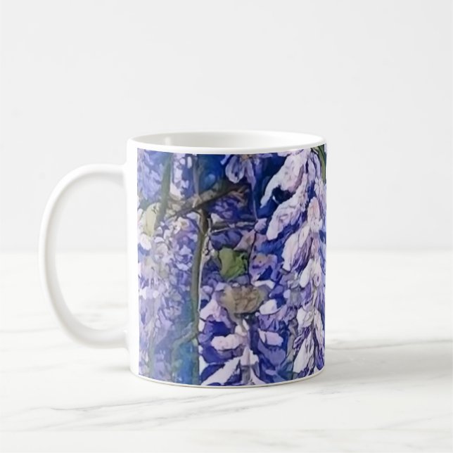 Coffee Mug with Wisteria Blossom Design (Left)