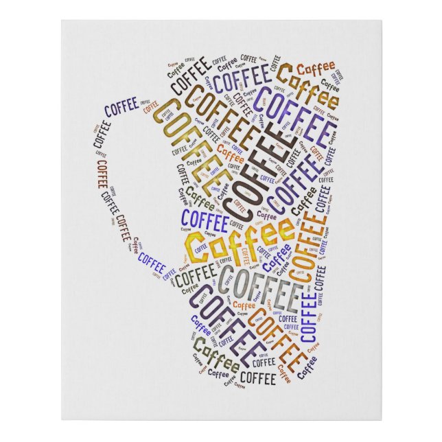 Coffee Mug Word Art  Faux Canvas Print (Front)