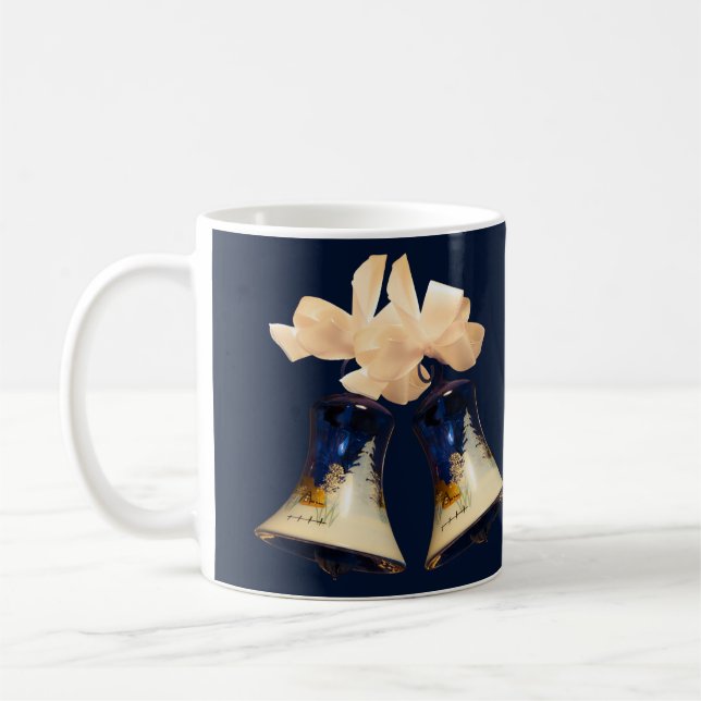 Coffee Mugs Blue Christmas Jingle Bells (Left)