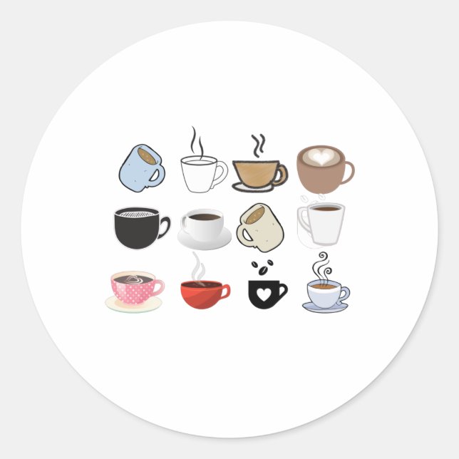 Coffee Mugs Designs Pattern Classic Round Sticker (Front)