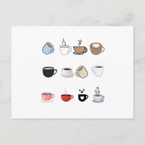 Coffee Mugs Designs Pattern Postcard
