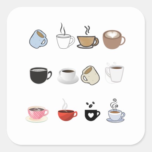 Coffee Mugs Designs Pattern Square Sticker