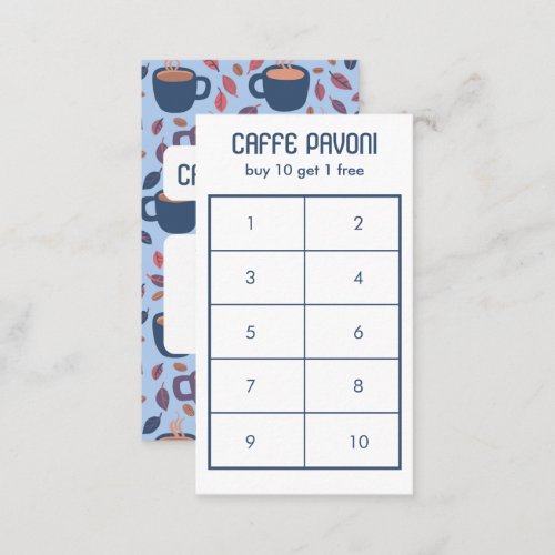 Coffee Mugs Pattern Pink Blue Cafe Cute 10  Loyalty Card