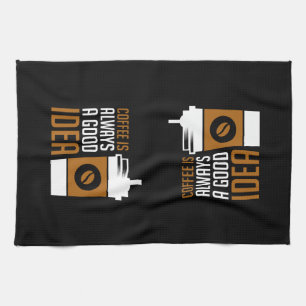 Coffee Mugs With Coffee Beans Kitchen Towel
