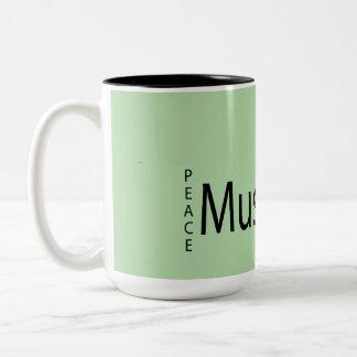 "Coffee + Musik = Peace Two-Tone Coffee Mug