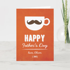 Coffee Mustache | Orange Linen Father's Day Card